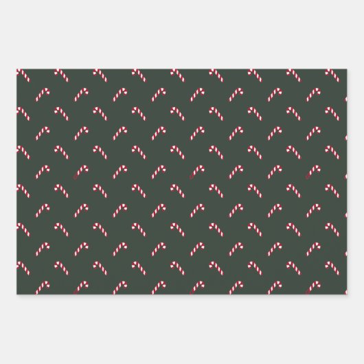 Kerstsnoepsuikerriet met groene rode schattige ele inpakpapier vel (Voorkant)