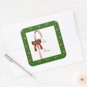 kerstsnoepsuikerriet naar/van Sticker met cadeau (Envelop)