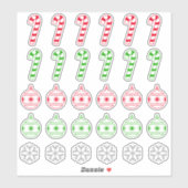 kerstsnoepsuikerriet, Ornament, Snowflake Symbolen Sticker (Vel)