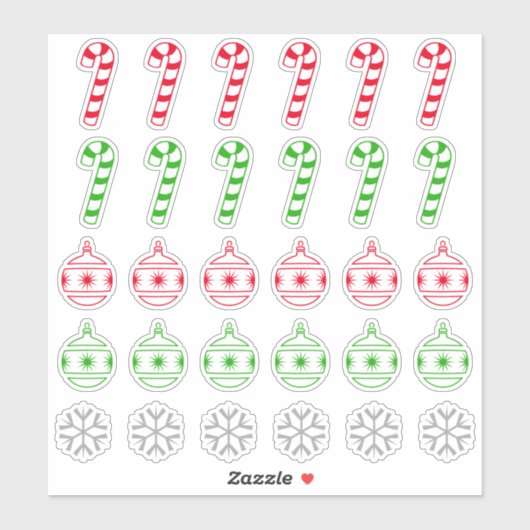 kerstsnoepsuikerriet, Ornament, Snowflake Symbolen Sticker (Vel)