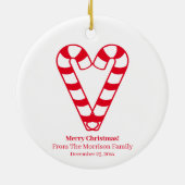 kerstsnoepsuikerriet rood, wit, met speciale verme keramisch ornament (Achterkant)