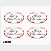 kerstsnoepwinkel ovale sticker (Vel)