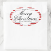 kerstsnoepwinkel ovale sticker (Tas)