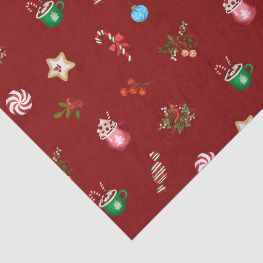 kerstsnoeren en Mokken met warme chocolade Tissuepapier (Detail)