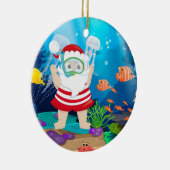 kerstsnorkelende kerstman keramisch ornament (Rechts)