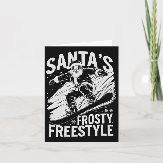 Kerstsnowboarder Santa Snowboarder Kerstman Fr Kaart (Voorkant)