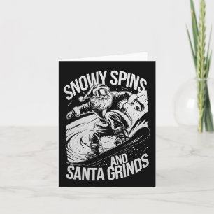 Kerstsnowboarder Snowy Spins Santa Grinds Son Kaart