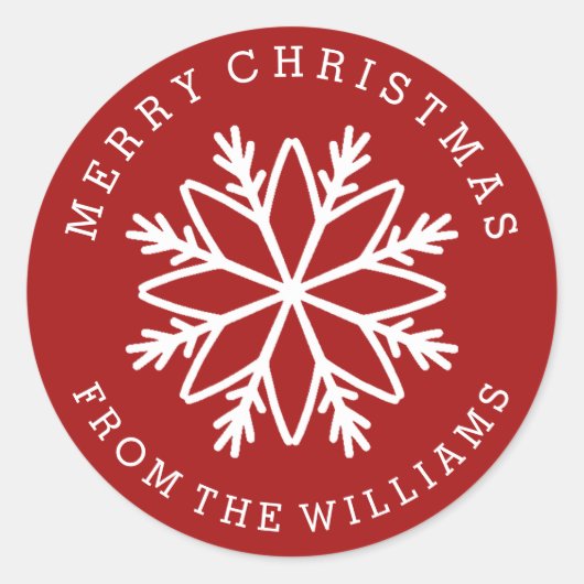 kerstsnowflake Aangepaste kleur Ronde Sticker (Voorkant)
