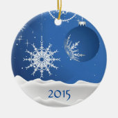 Kerstsnowflake & Ball-versiering Naam toevoegen Keramisch Ornament (Voorkant)