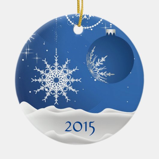 Kerstsnowflake & Ball-versiering Naam toevoegen Keramisch Ornament (Voorkant)