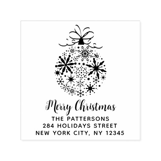 Kerstsnowflake Bauble Name Return Address Zelfinktende Stempel (Design)