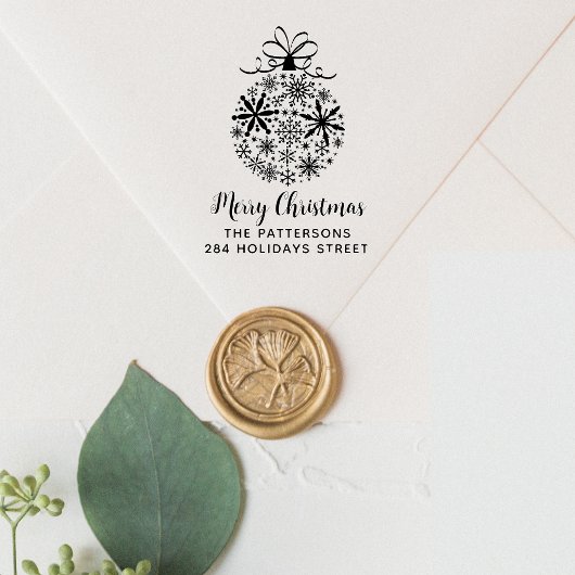 Kerstsnowflake Bauble Name Return Address Zelfinktende Stempel