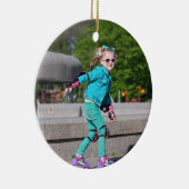 kerstsnowflake Cute Ballerina Foto Blue Keramisch Ornament (Rechts)