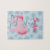 kerstsnowflake Cute Unicorn Blue Roze Legpuzzel (Horizontaal)