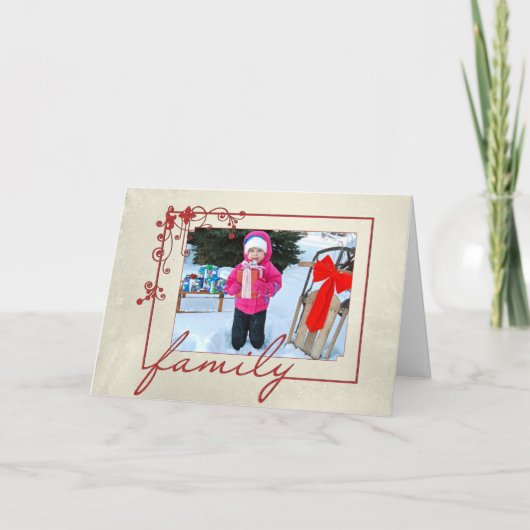 Kerstsnowflake Familie Foto Lijst Feestdagen Kaart (Voorkant)