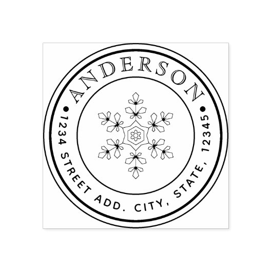 Kerstsnowflake Familienaam Circular Address Rubberstempel (Afrduk)