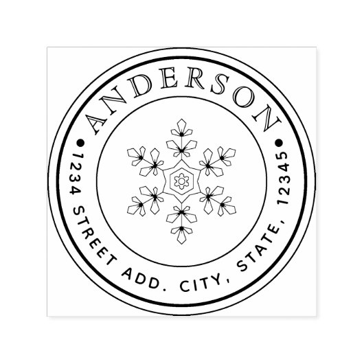 Kerstsnowflake Familienaam Circular Address Zelfinktende Stempel (Design)