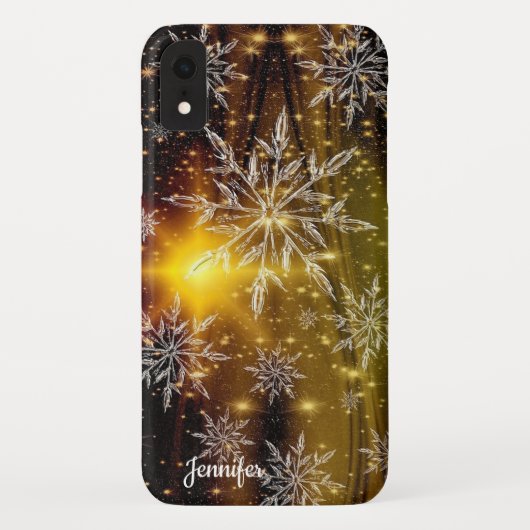 Kerstsnowflake Gold Black - Aangepaste naam Case-Mate iPhone Case (Achterkant)