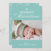 kerstsnowflake | Licht blauw Feestdagenkaart (Voorkant / Achterkant)