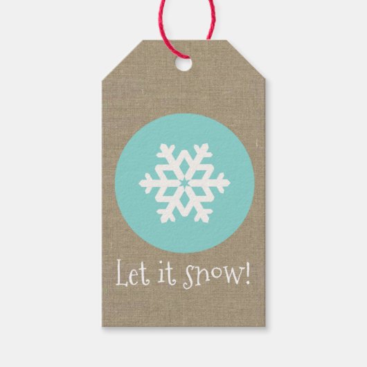 Kerstsnowflake Medallion "Laat het sneeuwen" Cadeaulabel (Voorkant)