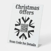 Kerstsnowflake met QR-code Reclamebord Met Voetstuk (Voorkant)
