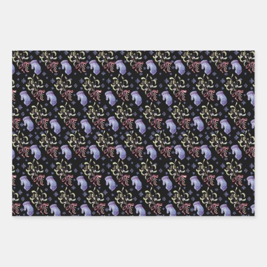 Kerstsnowflake, Mittens en Mistletoe Pattern Inpakpapier Vel (Voorkant 3)