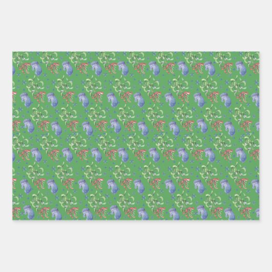 Kerstsnowflake, Mittens en Mistletoe Pattern Inpakpapier Vel (Voorkant 2)