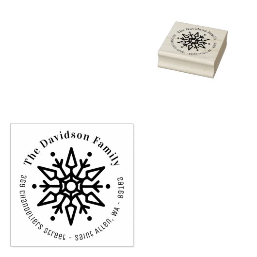 Kerstsnowflake Modern Return-adres Rubberstempel (Gestempeld)