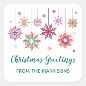 kerstsnowflake Ornamenten Ontwerplabel Sticker (Voorkant)