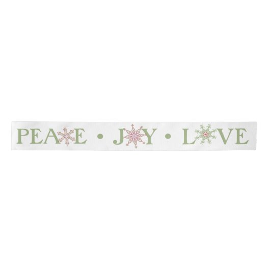 Kerstsnowflake Peace Joy Love Typografie Satijnen Lint (Voorkant)