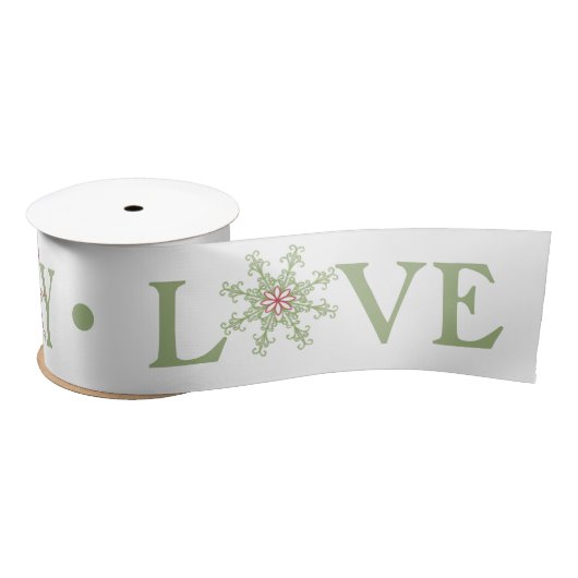 Kerstsnowflake Peace Joy Love Typografie Satijnen Lint (Spoel)