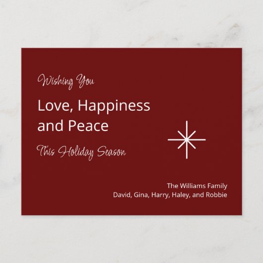 kerstsnowflake Red Festive Family Feestdagenkaart (Voorkant)