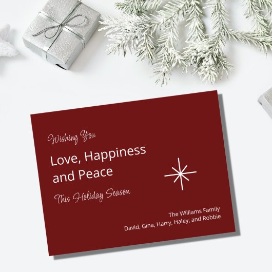 kerstsnowflake Red Festive Family Feestdagenkaart