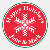 kerstsnowflake ronde sticker (Voorkant)