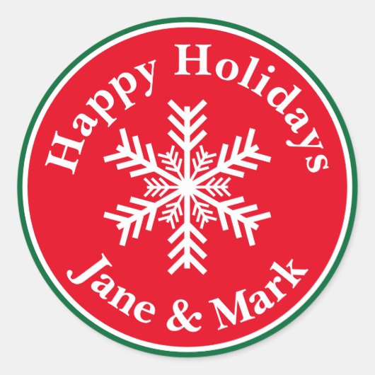 kerstsnowflake ronde sticker (Voorkant)