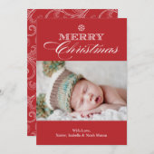 kerstsnowflake | Rood Feestdagenkaart (Voorkant / Achterkant)