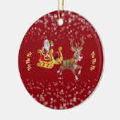 kerstsnowflake Santa Ho Ho Reindeer Sleigh Keramisch Ornament (Links)