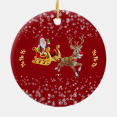 kerstsnowflake Santa Ho Ho Reindeer Sleigh Keramisch Ornament (Achterkant)