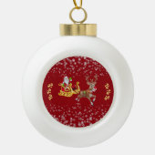 kerstsnowflake Santa Ho Ho Reindeer Sleigh Keramische Bal Ornament (Voorkant)