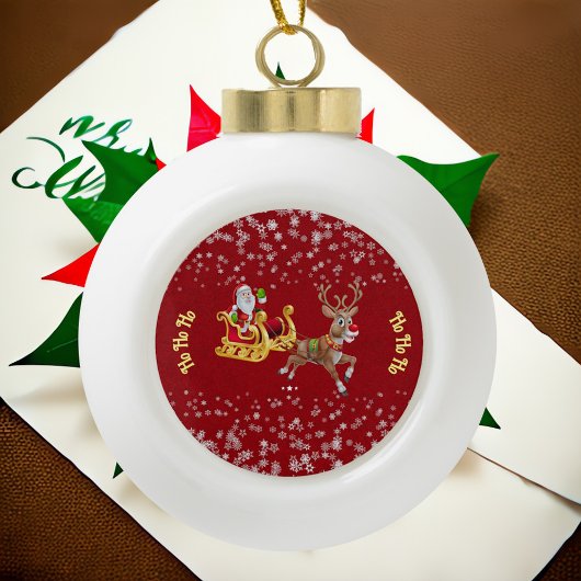 kerstsnowflake Santa Ho Ho Reindeer Sleigh Keramische Bal Ornament