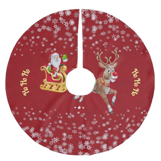 kerstsnowflake Santa Ho Ho Reindeer Sleigh Kerstboom Rok (Voorkant)
