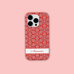 kerstsnowflake Star Pattern, aangepast rood Case-Mate iPhone 14 Pro Hoesje