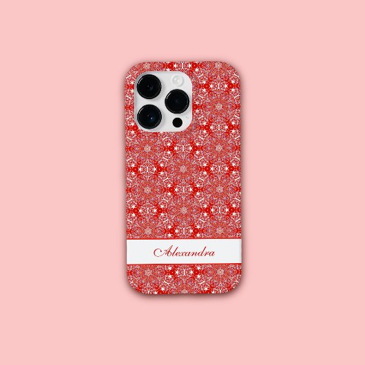 kerstsnowflake Star Pattern, aangepast rood Case-Mate iPhone Case