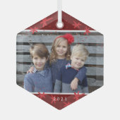 Kerstsnowflake Starburst-fotoornament Glas Ornament (Voorkant)