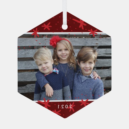 Kerstsnowflake Starburst-fotoornament Glas Ornament (Achterkant)