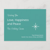 kerstsnowflake Trendy Blauwgroen Green Retro Feestdagenkaart (Voorkant)