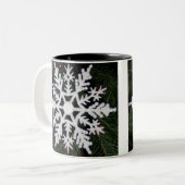 kerstsnowflake tweekleurige koffiemok (Voorkant links)