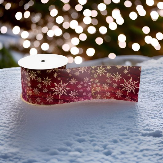 kerstsnowflake Wine Satin Ribbon Satijnen Lint