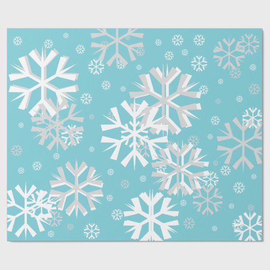 kerstsnowflake wrapping papier-Aqua Cadeaupapier (Vlak)