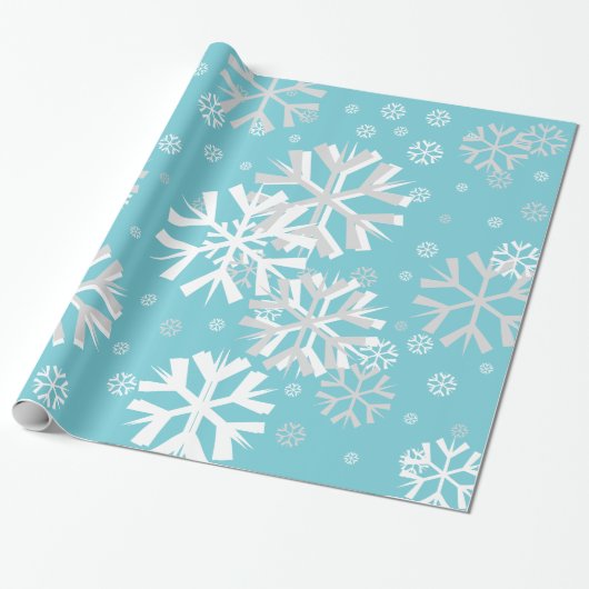 kerstsnowflake wrapping papier-Aqua Cadeaupapier (Uitgerold)
